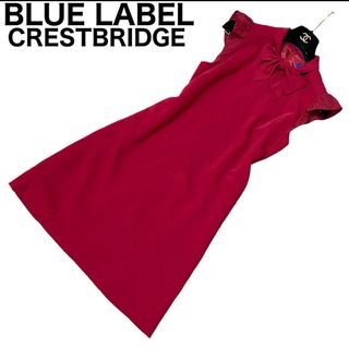 ブルーレーベルクレストブリッジ(BLUE LABEL CRESTBRIDGE)のBLUE LABEL CRESTBRIDGE ボウタイワンピース　フリルスリーブ(ひざ丈ワンピース)