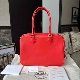 エルメス(Hermes)の【HERMES】 プリュム28 ルージュトマト　レッド系　スイフト　ハンドバッグ(ハンドバッグ)