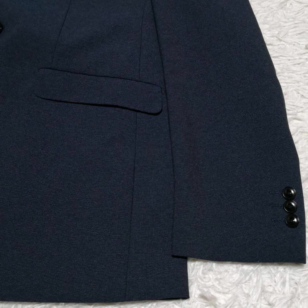極美品 XL スーツセレクト ウール 3ピース 紺 通年 リバーシブル 