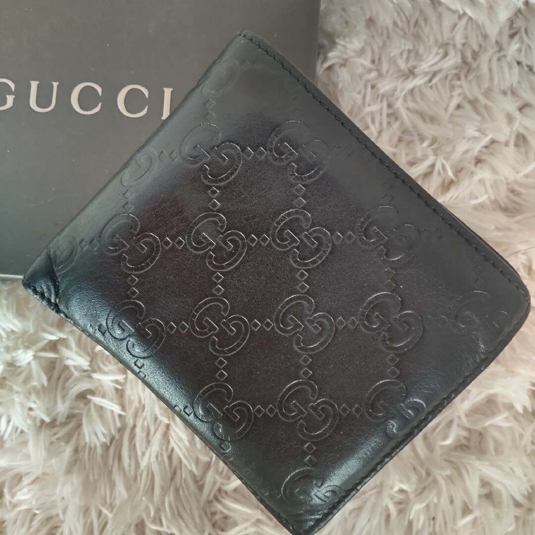 Gucci(グッチ)のグッチ 折財布 レザー GG柄 シマ ブラック メンズ レディース 箱付 メンズのファッション小物(折り財布)の商品写真