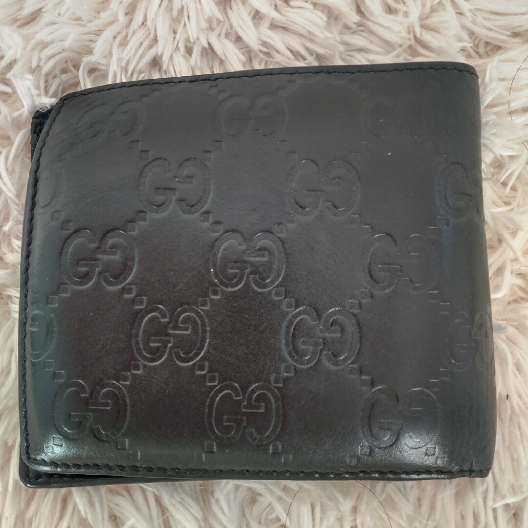 Gucci(グッチ)のグッチ 折財布 レザー GG柄 シマ ブラック メンズ レディース 箱付 メンズのファッション小物(折り財布)の商品写真