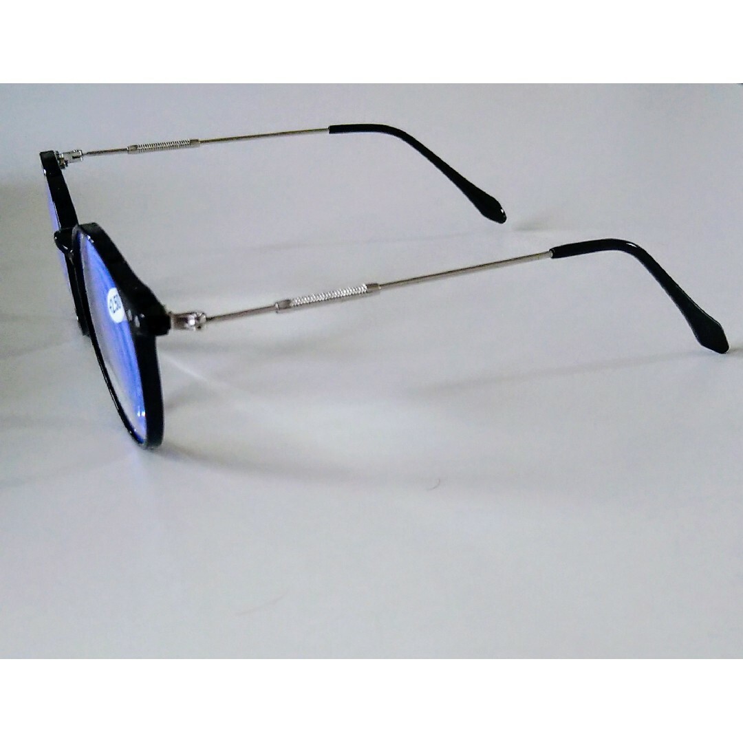 老眼鏡 ＋2.5 シニアグラス ブルーライトカット 遠近両用 ブラック×シルバー レディースのファッション小物(サングラス/メガネ)の商品写真