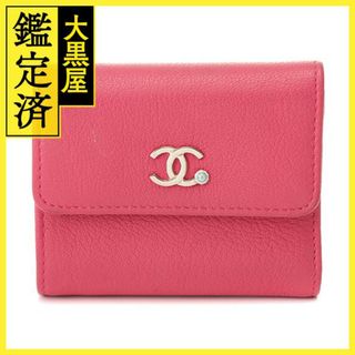 シャネル(CHANEL)のCHANEL　ラッキーアンブレラ　三つ折り札入れ　ピンク/ＳＶ　レザー【430】(財布)