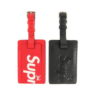 シュプリーム(Supreme)の美品 Supreme シュプリーム 17AW LOUIS VUITTON Luggage Tag Set M67726 ルイヴィトン エピレザー ラゲッジラグ セット レッド ブラック 赤黒 コラボ アイテム【メンズ】【中古】(その他)