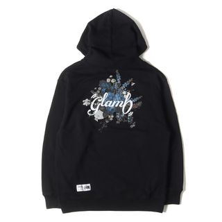 グラム(glamb)の美品 glamb グラム パーカー サイズ:L 23AW イブニング フラワー フーディー Evening Flower Hoodie GB0323 CS08 トップス スウェット パーカー プルオーバー 裏毛 ブラック 黒【メンズ】【中古】(パーカー)