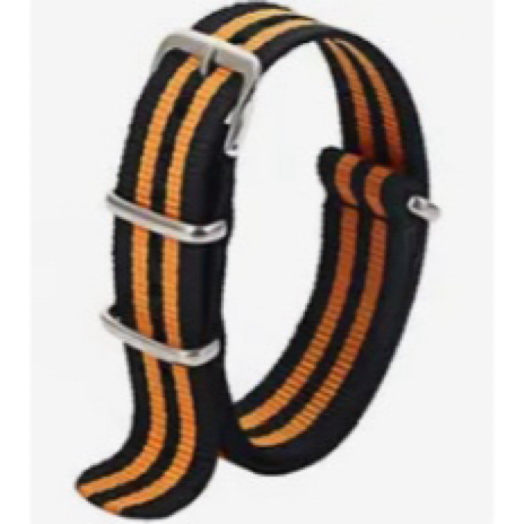 ⑵ 腕時計交換ベルト  NATOベルト ストラップ ナイロン素材 黒×オレンジ メンズの時計(その他)の商品写真