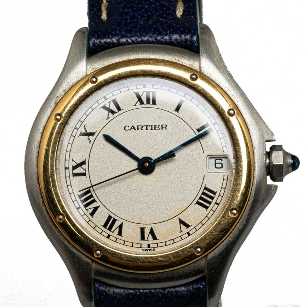 Cartier(カルティエ)のカルティエ パンテール クーガ SM 腕時計 W350058A クオーツ アイボリー文字盤 ステンレススチール レザー レディース CARTIER 【1-0127649】 レディースのファッション小物(腕時計)の商品写真