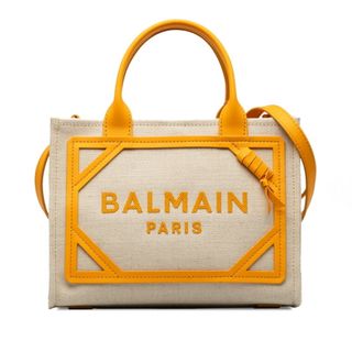 美品 バルマン Bアーミー スモールショッピング ハンドバッグ ショルダーバッグ キャンバス レディース BALMAIN 【1-0142635】