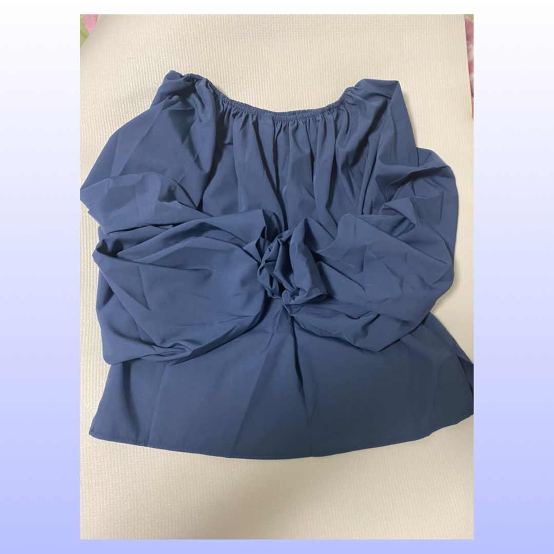 シフォン ブラウス きれいめ XL ブルー シャツ フリル  レディース  レディースのトップス(シャツ/ブラウス(長袖/七分))の商品写真