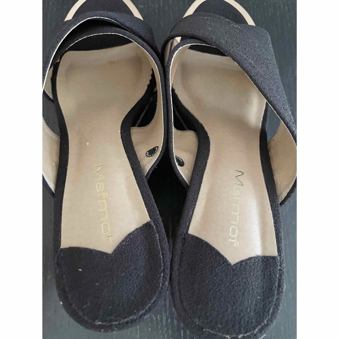 MAFMOF(マフモフ)の未使用　11cmヒールmafmof 厚底サンダル　ゴールドメタルライン　ブラック レディースの靴/シューズ(サンダル)の商品写真