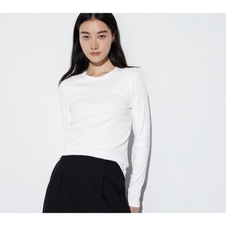 ユニクロ(UNIQLO)のUNIQLO ユニクロ　ソフトリブクルーネックT L(カットソー(長袖/七分))