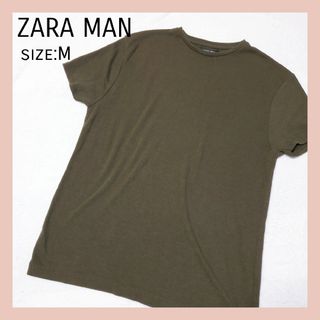 ザラ(ZARA)のZARA MAN ニット生地 Tシャツ カーキ 古着(Tシャツ/カットソー(半袖/袖なし))