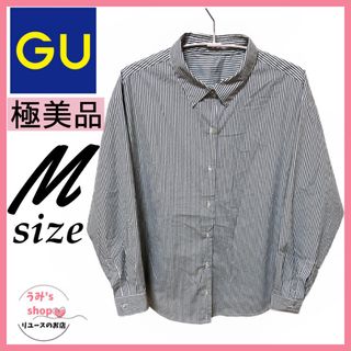 ジーユー(GU)の極美品★GU ジーユー ストライプ オーバーサイズシャツ ブラウス 長袖 M(シャツ/ブラウス(長袖/七分))