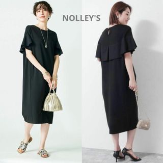 ノーリーズ(NOLLEY'S)の【定価14850円】ノーリーズ バックフリル異素材使いワンピース ブラック M(ロングワンピース/マキシワンピース)