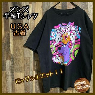 アニメ スクービードゥー 黒T メンズ USA古着 90s 半袖 Tシャツ XL(Tシャツ/カットソー(半袖/袖なし))