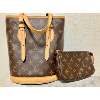 ルイヴィトン(LOUIS VUITTON)の美品LOUISVUITTON ルイヴィトン プチバケット ポーチ付　人気　バケツ(ショルダーバッグ)