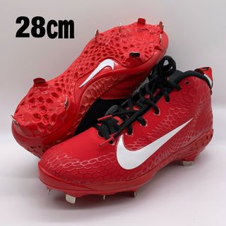 ナイキ(NIKE)のNIKE トラウト 野球 スパイク レッド 赤 金具 28㎝ ミドルカット(シューズ)