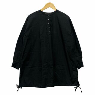 ダントン(DANTON)のmizuiro ind ミズイロインド バンドカラー ドローストリングヘムチュニック シャツ ブラック サイズ不明 正規品 / B5140(シャツ/ブラウス(長袖/七分))