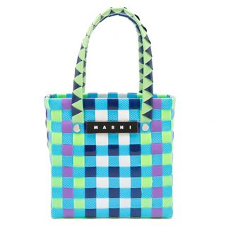 マルニ(Marni)の新品　マルニ　ボルサ　マイクロミニバスケット　かごバッグ　ブルー　ミントグリーン(かごバッグ/ストローバッグ)