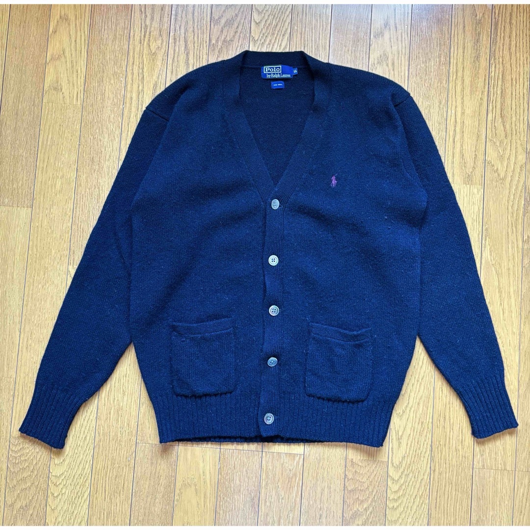 POLO RALPH LAUREN(ポロラルフローレン)のRalph Lauren カーディガン　ブラック　90s ポニー　POLO XL メンズのトップス(カーディガン)の商品写真