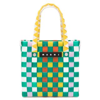 マルニ(Marni)の新品　MARNI ボルサ　マイクロミニバスケット　かごバッグ　オレンジ　グリーン(かごバッグ/ストローバッグ)