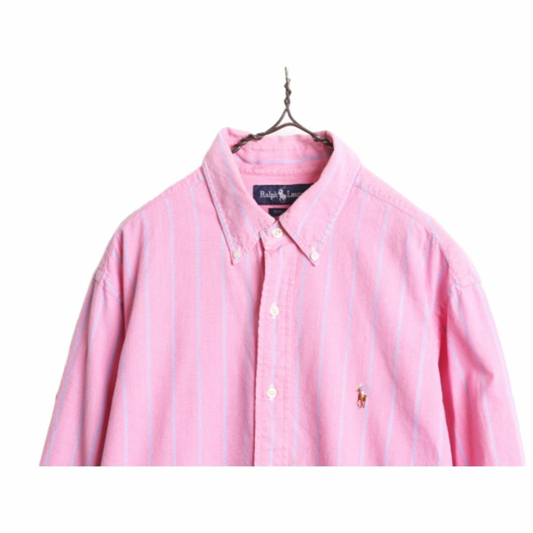 Ralph Lauren(ラルフローレン)の90s ラルフローレン オックスフォード ストライプ 長袖 ボタンダウン シャツ メンズ L 程 / 90年代 オールド ポロ 長袖シャツ ワイシャツ メンズのトップス(シャツ)の商品写真
