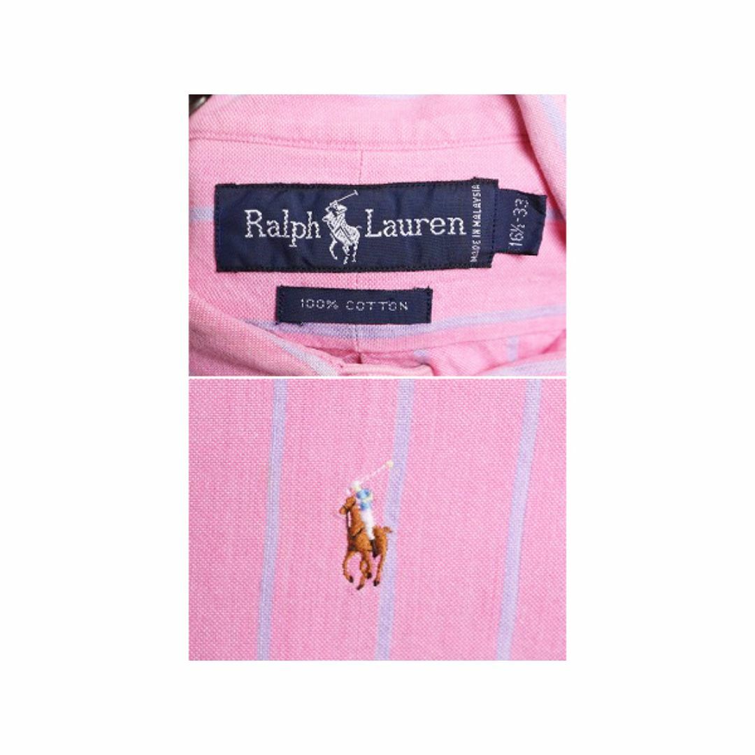 Ralph Lauren(ラルフローレン)の90s ラルフローレン オックスフォード ストライプ 長袖 ボタンダウン シャツ メンズ L 程 / 90年代 オールド ポロ 長袖シャツ ワイシャツ メンズのトップス(シャツ)の商品写真