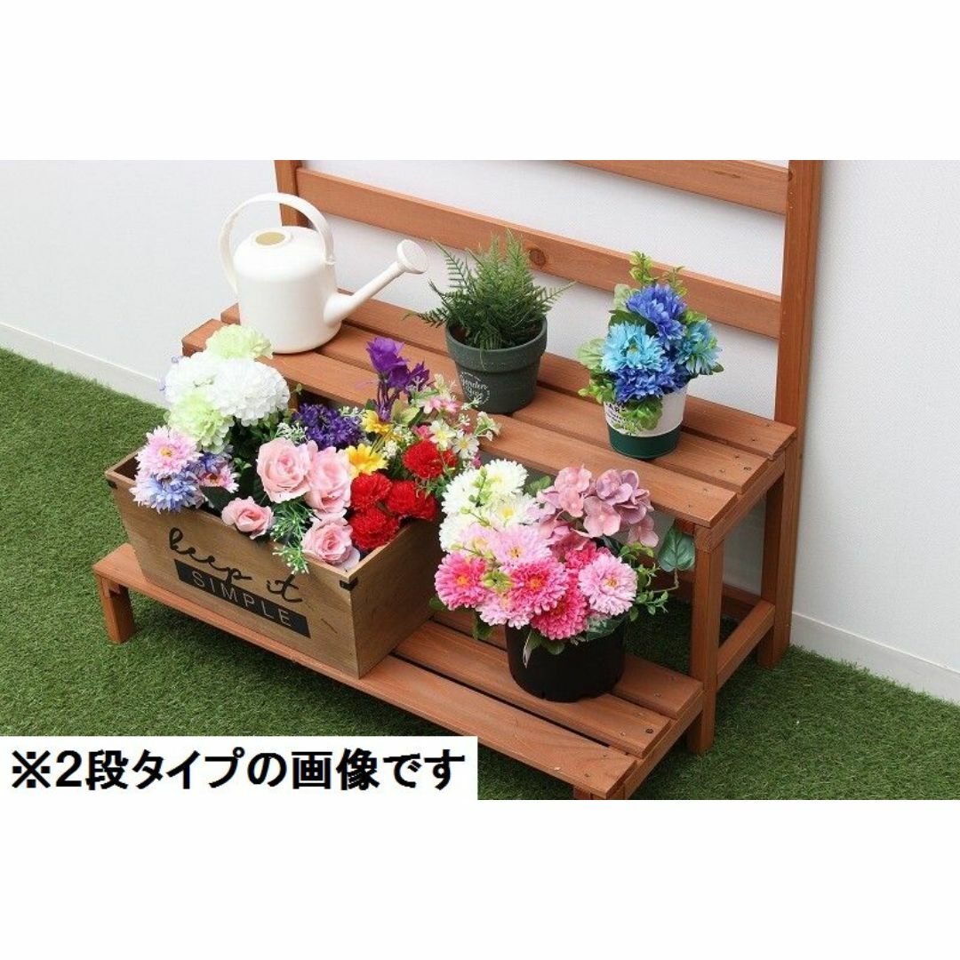 3個セット 木製ラティスフェンス付きフラワースタンド 3段 3個セット 木製ラティスフェンス付きフラワースタンド 3段