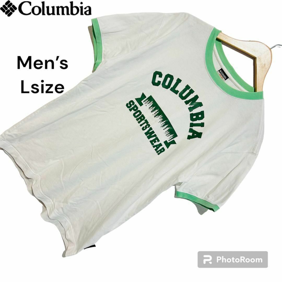 Columbia(コロンビア)のCOLUMBIA コロンビア　Tシャツ　メンズ　ロゴ　Lサイズ　白 メンズのトップス(Tシャツ/カットソー(半袖/袖なし))の商品写真