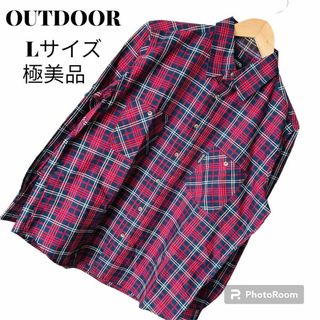 OUTDOOR - 【極美品】OUTDOOR アウトドア　チェックシャツ　赤　Lサイズ　メンズ