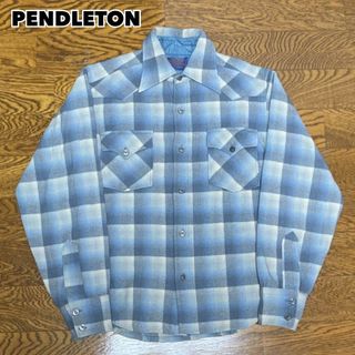 ペンドルトン(PENDLETON)の70s USA製 PENDLETON ペンドルトン ウールネルシャツ 水色(Tシャツ/カットソー(七分/長袖))