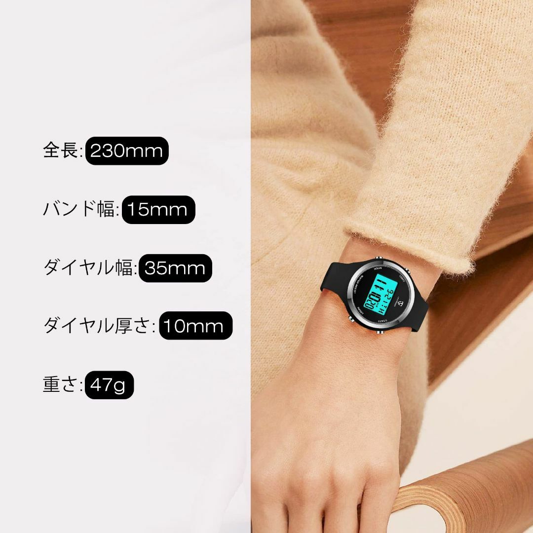 色:ブラックデジタル腕時計 レディース 細め うで時計 男女兼用 おしゃれ  メンズの時計(その他)の商品写真