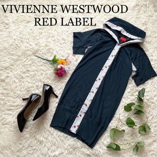 ヴィヴィアンウエストウッド(Vivienne Westwood)の【激レア】ヴィヴィアンウエストウッド　フーデットパーカーワンピース　オーブロゴ(ひざ丈ワンピース)