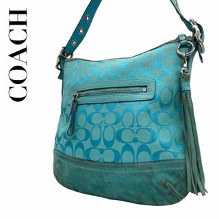 コーチ(COACH)のCOACH コーチ　s66　斜め掛け　ショルダーバッグ　9362　タッセル　青系(ショルダーバッグ)