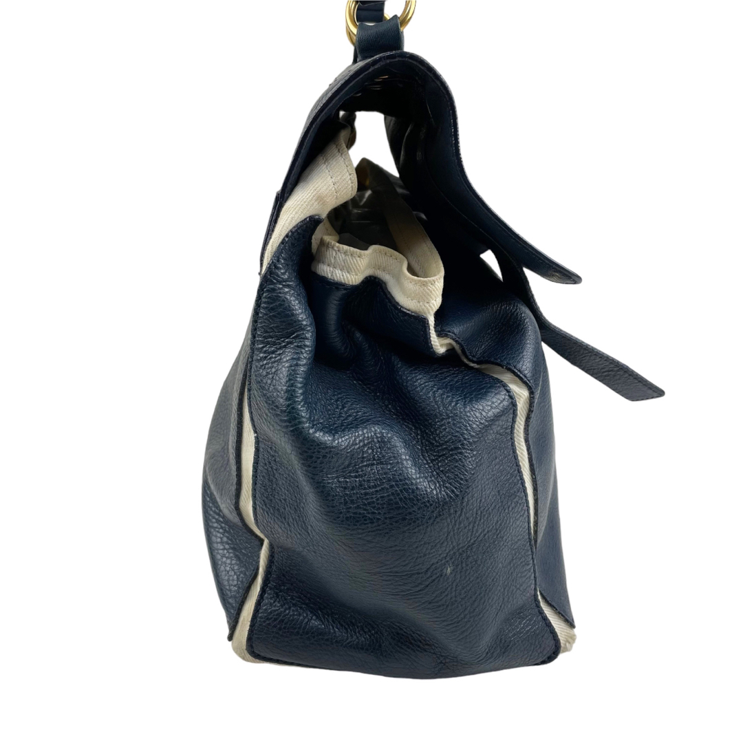 Yves Saint Laurent(イヴサンローラン)の✨良品　イヴサンローラン ハンドバッグ　ミューズトゥ　ネイビー　レザー　紺 レディースのバッグ(ハンドバッグ)の商品写真