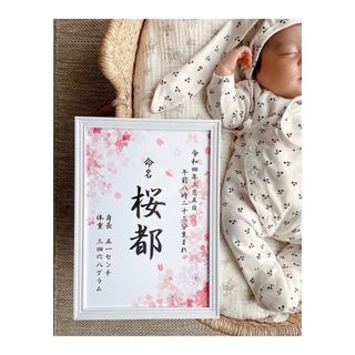 季節の花の命名書(命名紙)