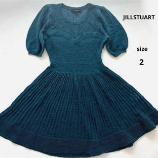 ジルスチュアート(JILLSTUART)の【ジルスチュアート】ウール アルパカ ニットワンピース 半袖 グリーン(ひざ丈ワンピース)