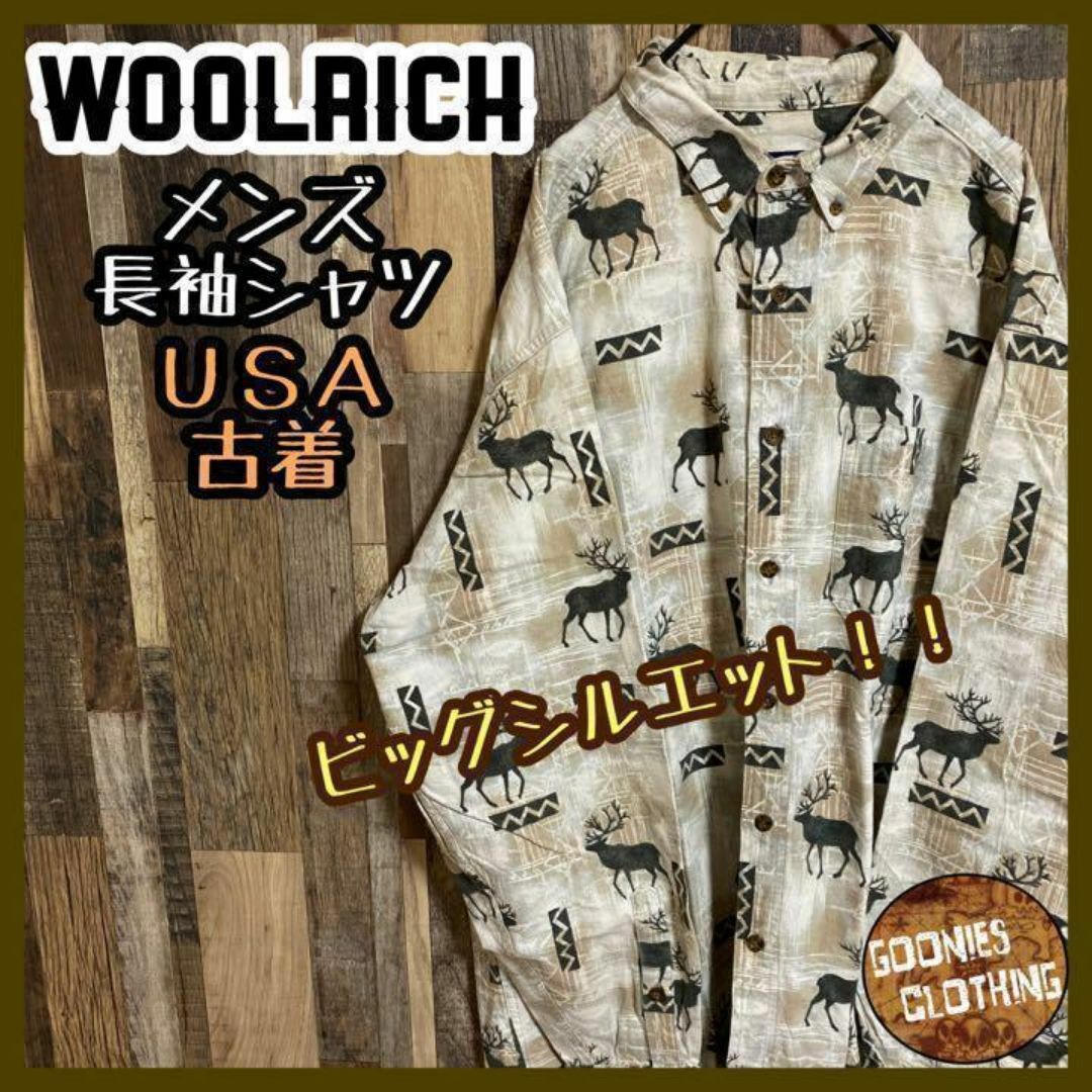 WOOLRICH(ウールリッチ)のウールリッチ アニマル トナカイ USA古着 ボタンダウンシャツ 長袖 シャツ メンズのトップス(シャツ)の商品写真