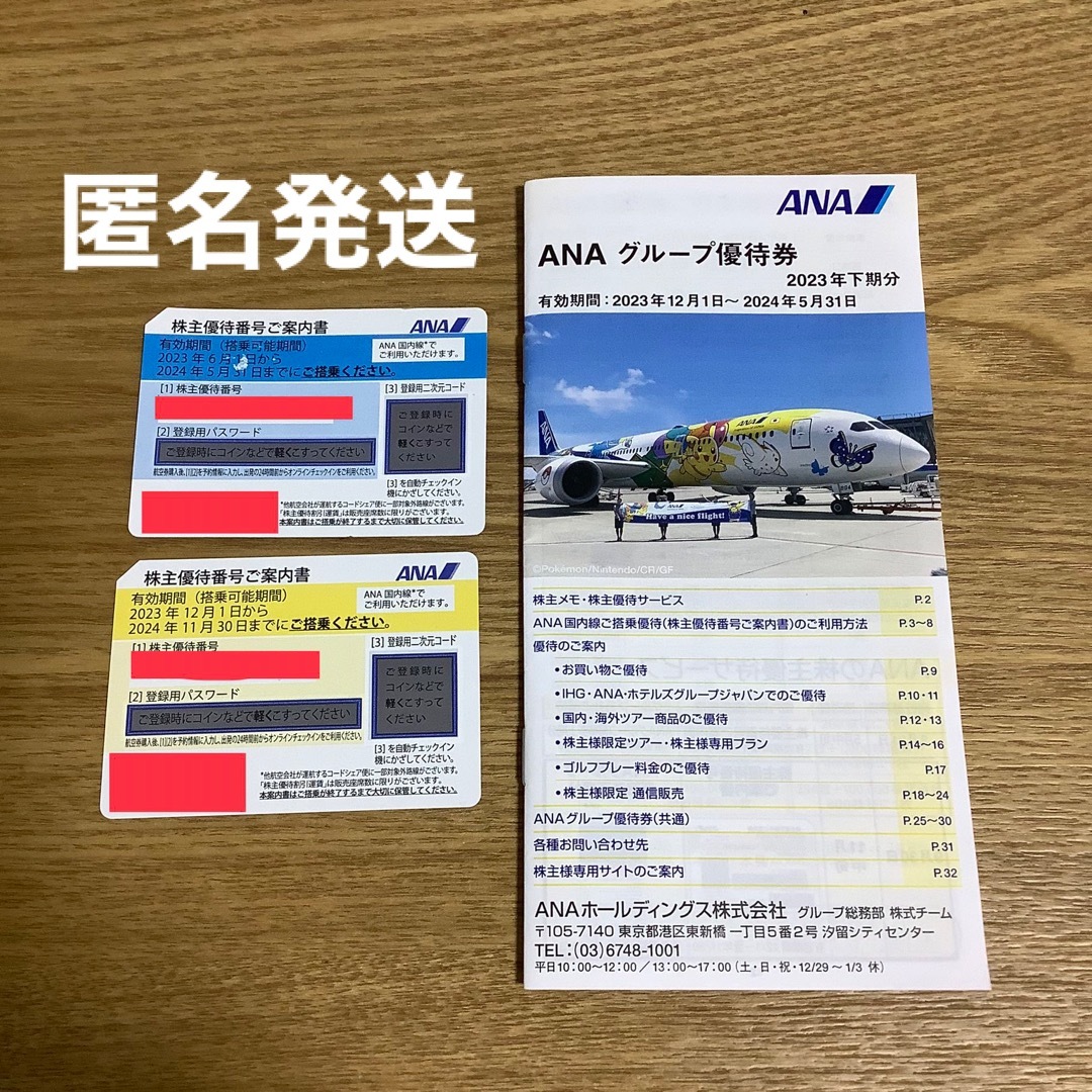 ANA(全日本空輸)(エーエヌエー(ゼンニッポンクウユ))のANA 株主優待券　2枚（有効期限2024年5月31日＆11月30日） チケットの優待券/割引券(その他)の商品写真