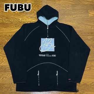 フブ(FUBU)のFUBU フブ フリースパーカー ハーフジップ 刺繍ロゴ ブラック(パーカー)