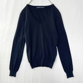 Ralph Lauren - 小さいサイズ　ラルフローレン　Vネック　薄手　コットン　ニットセーター　紺　5i