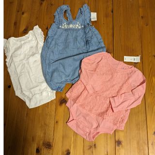 ベビーギャップ(babyGAP)の新品　babygap 3点セット80(ロンパース)