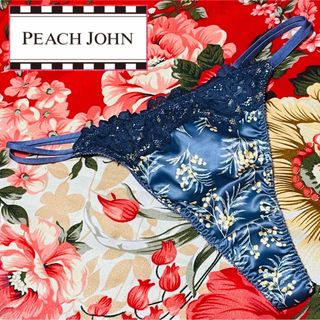 ピーチジョン(PEACH JOHN)の★PEACH JOHN★サテンTバックソングショーツ★★ネイビー花柄パンツ下着★(ショーツ)