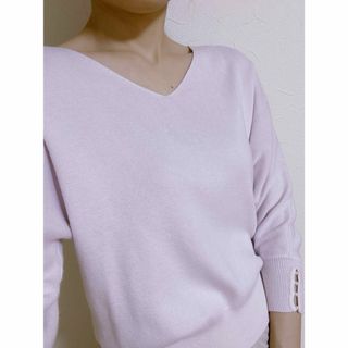 プロポーションボディドレッシング(PROPORTION BODY DRESSING)の【美品】プロポーションボディドレッシング　ニット　ピンク　七部　袖パール(ニット/セーター)