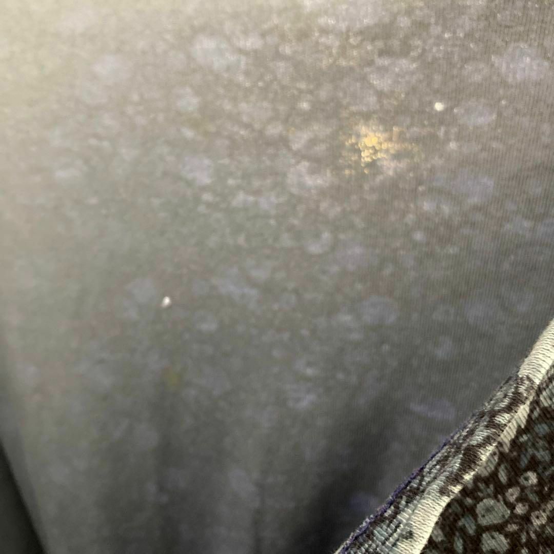 LAURA ASHLEY(ローラアシュレイ)のローラアシュレイ　小花柄ロングワンピース　長袖　カットソー　ベロア　青　S レディースのワンピース(ロングワンピース/マキシワンピース)の商品写真