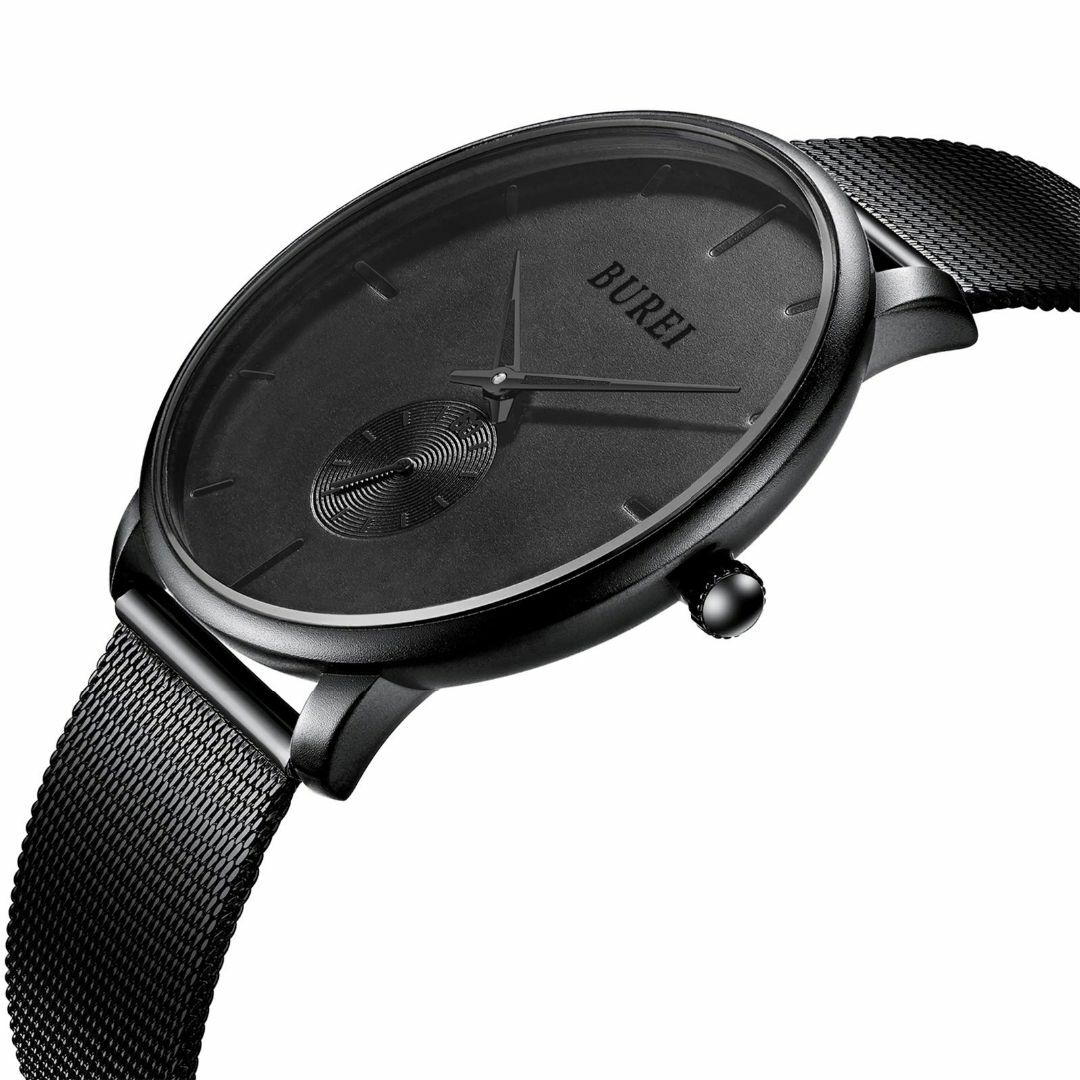 色:黒-グレー針BUREI腕時計 メンズ 黒 シンプル おしゃれ 人気 とけ メンズの時計(その他)の商品写真