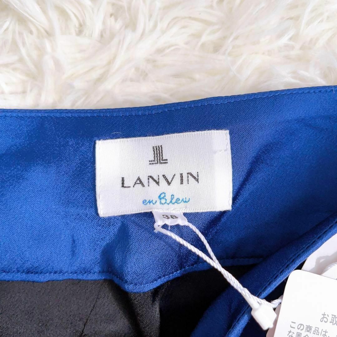 LANVIN en Bleu(ランバンオンブルー)の新品未使用✨タグ付き✨ ランバンオンブルー 膝丈スカート【38】日本製 青 黒 レディースのスカート(ひざ丈スカート)の商品写真