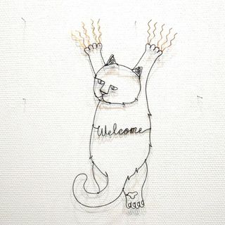 ずり落ちている猫のワイヤーアート♪クスッと癒しのインテリアに(猫)