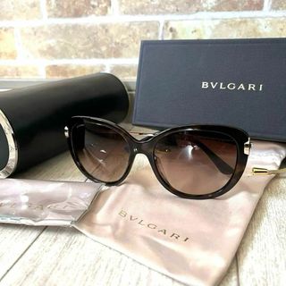 ブルガリ(BVLGARI)のBVLGARI ブルガリ べっ甲柄 サングラス ブラウン ラインストーン(サングラス/メガネ)