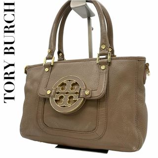 トリーバーチ(Tory Burch)のTORY BURCH トリーバーチ　M　レザー　ハンドバッグ　グレー　アマンダ(ハンドバッグ)